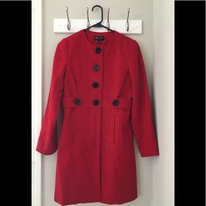Red long pea coat